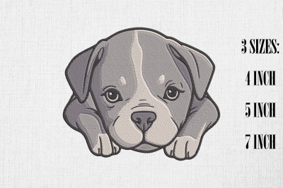 Cute Pitbull Embroidery Design