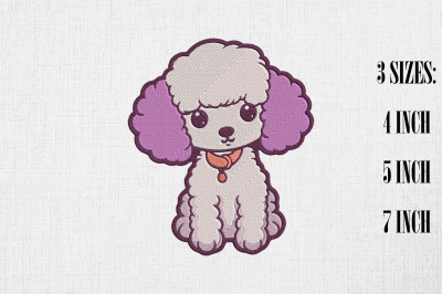 Kawaii Poodle Embroidery Design