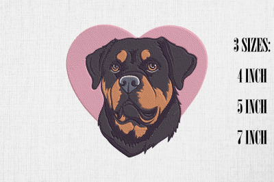 Rottweiler Heart Embroidery Design