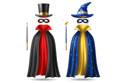 Realistic magician and wizard cloak. Costume party dresses and accesso