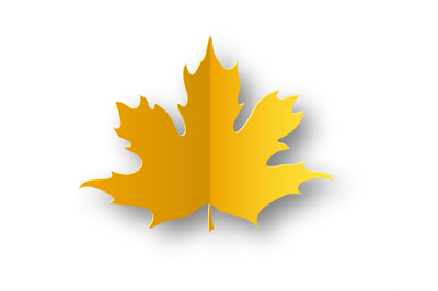 Paper autumn leaf. Yellow maple leaves, falling foliage, isolated on w