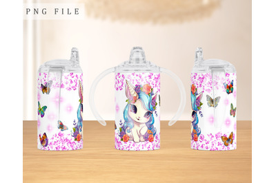 Baby Unicorn Sippy Cup Wrap, 12oz Sippy Cup Sublimation Design, PNG