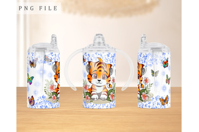 Tiger Cub Sippy Cup Wrap, 12oz Sippy Cup Sublimation Design, PNG