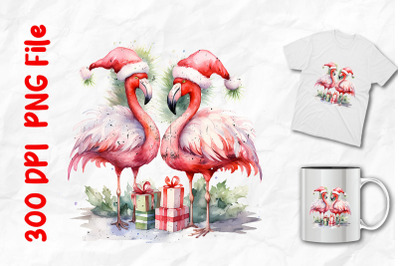 Flamingos With Christmas Presents