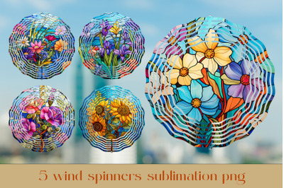 Floral wind spinner sublimation Stained glass wind spinner