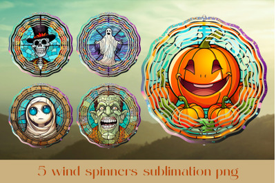 Halloween wind spinner sublimation Spooky wind spinner bundle