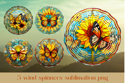 Butterfly wind spinner sublimation Stained glass wind spinner
