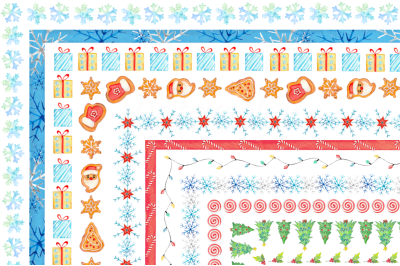 Christmas frames watercolor clipart