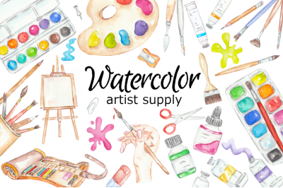 Art supply watercolor clipart