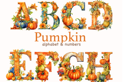 Pumpkin Alphabet | Wedding Invitation Clipart Set