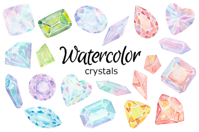 Crystals watercolor clipart