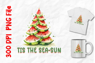 Tis The Sea Sun Watermelon Christmas