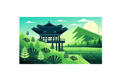 Korean Nature View Illustration