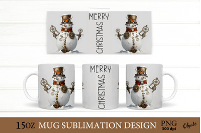 Steampunk Sublimation. Snowman Mug PNG