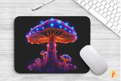 Mouse Pad Glowing Neon Trippy Mushroom