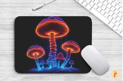 Mouse Pad Geometry Neon Color Mushrooms