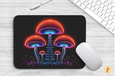 Mouse Pad Neon Light Effect Mushrooms