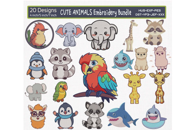 Cute Animals Embroidery Bundle