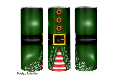 3D Inflated Puff Christmas Tumbler Wrap, Puffy Elf Design Sublimation