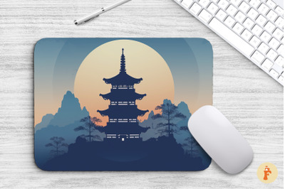 Mouse Pad Simple Pagoda Landscape