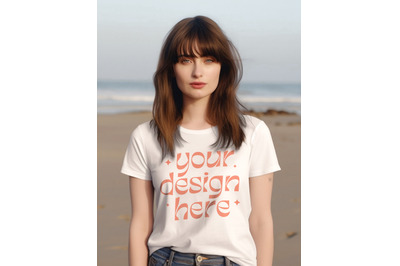 Bella Canvas 3001 Mockup White, Bella Canvas Shirt, Girl White Tshirt,