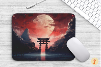 Mouse Pad Torii Gate With Mist Mountain