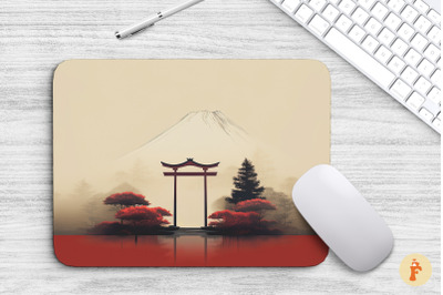 Mouse Pad Torii Gate And Fuji Mountain