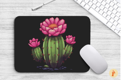 Mouse Pad Big Cactus With A Pink Flower