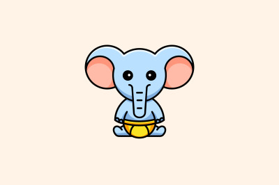 cute baby elephant logo vector design template