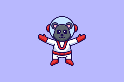 cute bear in astronaut suit vector design template