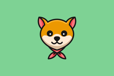 cute fox face logo vector design template