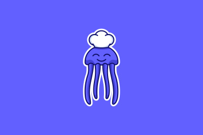 cute jelly fish logo vector design template