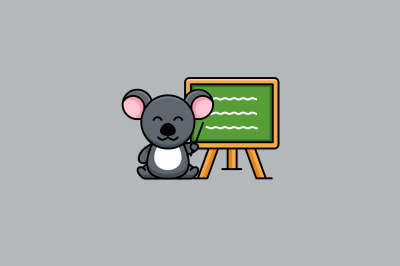 cute koala teaching logo vector design template