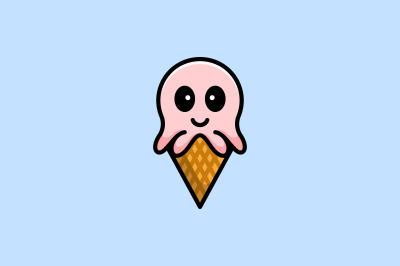 cute monster face icecream vector design template