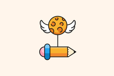 flying pencil vector design template