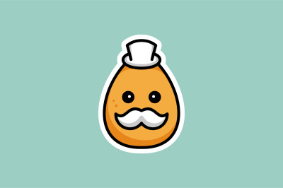 mustache and beard potato vector design template