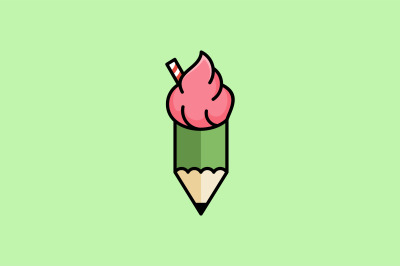 pencil icecream vector design template