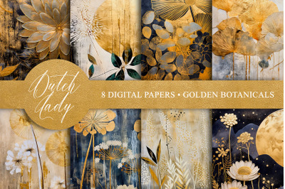 Golden Botanical Art Print Textures