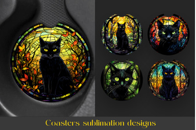 Halloween Coaster Bundle | Black cat Coaster Sublimation png