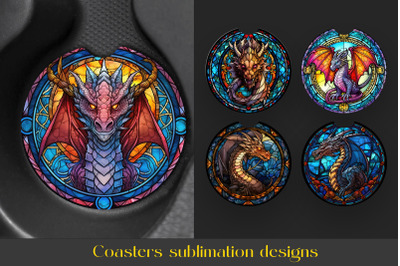 Dragon Coaster Bundle | Stained glass Coaster Sublimation png