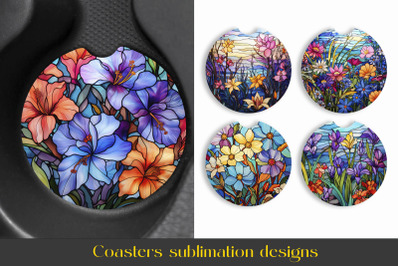 Floral Coaster Bundle | Stained glass Coaster Sublimation png