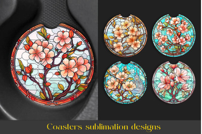 Floral Coaster Bundle | Stained glass Coaster Sublimation pngFloral Co