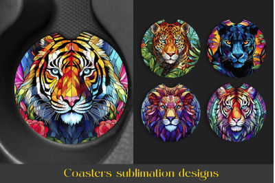 Animal Coaster Bundle | Stained glass Coaster Sublimation png