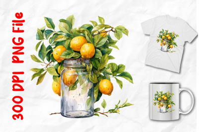 Vintage Lemon Tree In A Glass Jar