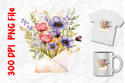 Wild Flowers In A Vintage Open Envelope