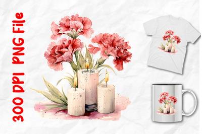 Pink Carnations And Scented Candles