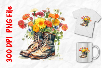 Wild Flowers In Vintage Boots