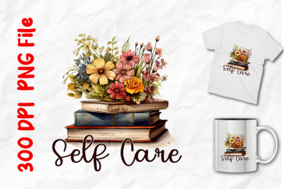 Self Care Vintage Books And Flowers