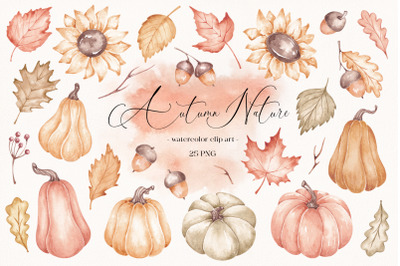 Watercolor clip art &amp;quot;Autumn Nature&amp;quot;