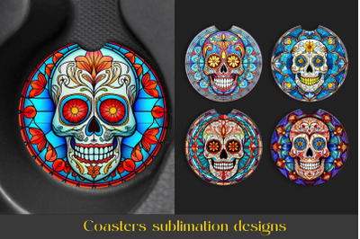 Skull Coaster Bundle | Stained glass Coaster Sublimation png